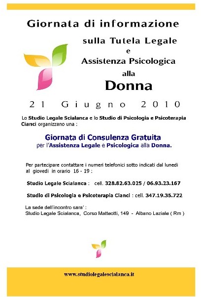 tutela legale e assistenza psicologica alle donne